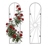 Relaxdays Rejilla trepadora Set 2, diseño Sol, Pared 140x38 cm, Soporte para trepadoras, Montaje en Pared, Acero, Negro
