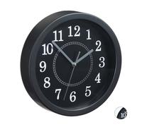 Relaxdays Reloj de Pared, Ø 20 cm, Diseño clásico, A Pilas, Negro
