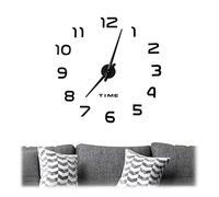 relaxdays Reloj analógico de Pared, Números en 3D, Adhesivo, Instalación Sencilla, 1 Ud, Negro, Gomaespuma