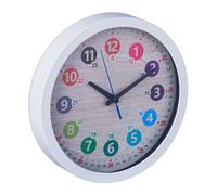 Relaxdays Reloj blanco pared para aprender la hora beige,blanco,negro