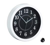 Relaxdays Reloj de Pared, Ø 20 cm, Diseño clásico, A Pilas, Blanco | Diseño clásico, funciona con pilas, manecilla de los segundos