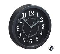 Relaxdays Reloj de Pared, Ø 20 cm, Diseño clásico, A Pilas, Negro | Diseño clásico, funciona con pilas, manecilla de los segundos