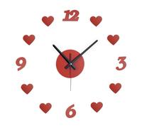 Relaxdays Reloj de Pared DIY, Diseño para Salón con Corazones y Números, Ø 50-100 cm, Adhesivo, Pegatinas 3D, Rojo