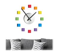 Relaxdays Reloj de pared adhesivo multicolor amarillo,negro,plata