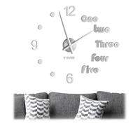 Relaxdays Reloj de pared adhesivo plata