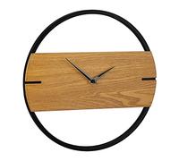 Relaxdays 0 Pared, Efecto Madera, Moderno, Análogo, Reloj Redondo, Cocina, Salón, Pasillo, Ø 30cm, Marrón y Negro, Hierro, 1 Pieza
