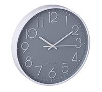 Relaxdays Reloj de Pared Moderno, a Pilas, Analógico, Gris y Blanco | Con Segundero, Cocinas, Baños, Despachos, Ø 30 cm