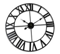 Relaxdays Reloj de Pared, números Romanos, Ø 60 cm, Reloj de salón a Pilas, Hierro, Negro