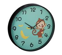 Relaxdays Reloj Pared Infantil Mono, Números Grandes, Niñas y Niños, Analógico, con Segundero, Ø 29,5 cm, Turquesa