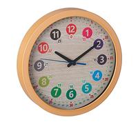 Relaxdays Reloj Pared Infantil, Números Coloridos, para Aprender la Hora, con Segundero, Ø30cm, Cuarto Niños, Multicolor, 30 cm (10043041)
