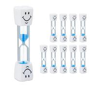 Relaxdays Relojes Arena Higiene Dental Infantil, Set 10, Cepillado Dientes Niños, Temporizadores 3 Min, Blanco y Azul