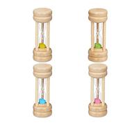 Relaxdays 4er Sanduhren Relojes Arena Set 4, Tiempos Cortos, 4 Intervalos, Temporizadores Lavado Dientes Niños, Multicolor, Madera, 10 x 4 cm Aprox