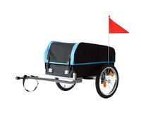 Relaxdays Remolque Bici Plegable 120 L, Impermeable, banderín, 59x124x69 cm, Negro-Azul