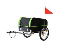 Relaxdays Remolque de Carga Plegable para Bici 120 L, Funda Impermeable, Bandera 59x124x69 cm Negro-Verde