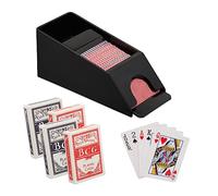 Relaxdays Repartidor Cartas, Dispensador para 4 Barajas, Accesorios Blackjack, Plástico, 10 x 10 x 25 cm, Negro