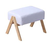 Relaxdays reposapiés Acolchado, Patas de bambú, 40x28x30 cm, recibidor/salón, Taburete Auxiliar, Crema/Natural