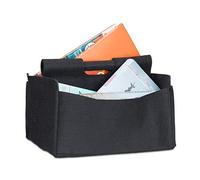 Relaxdays Revistero con Asa y Dos Compartimentos, Fieltro, Negro, 22x32x29 cm