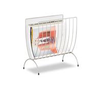 Relaxdays Revistero de Metal en Rejilla y Malla, Plateado, HxLxP: 35x34x18 cm