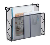 Relaxdays Revistero de Pared, Colgante, Cesto Cartas, Organizador Periódicos, 28x35,5x10 cm, Metal, Negro, Acero, 28 x 35,5 x 10 cm