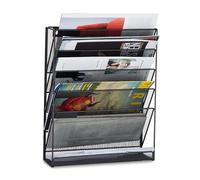 Relaxdays Revistero de Pared, Metal, Negro, HxLxP: 40x32x10 cm