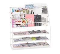 Relaxdays Revistero metálico blanco