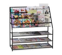 Relaxdays Revistero metálico negro