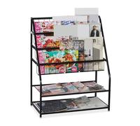 Relaxdays Revistero metálico negro