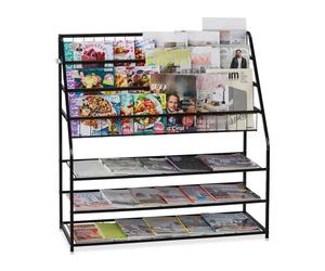 Relaxdays Revistero metálico negro