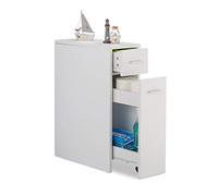 Relaxdays Rinconera, Dos cajones, Mueble auxiliar, Estantería de esquina, 61,5x20x45 cm, 1 Ud., Blanco