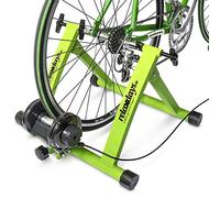 Relaxdays Rodillo Bicicleta, 6 Cambios, Rueda 26-28 Pulgadas, Entrenamiento en Casa, Bici Estática, Resiste 120kg, Verde