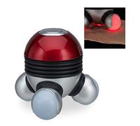 Relaxdays, Rojo Mini masajeador eléctrico, Vibratorio, Portátil, LED, Plástico, 9 x 10 x 10 cm