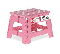 Relaxdays Rosa Taburete Plegable, Banqueta de 22,5 cm Alto, 1 Escalón, hasta 120 kg, Banca Antideslizante de Plástico