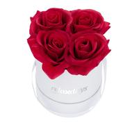 Relaxdays Rosas artificiales en caja blanca, 4 uds blanco,rojo
