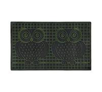 Relaxdays Rubber Door Mat with Owls Felpudo de Goma, Diseño Búhos, 75 x 45 cm, Alfombrilla Antideslizante, Resistente, Interior y Exterior, Verde, Tablero de Fibras