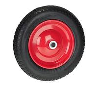 Relaxdays Rueda Carretilla 3.00-8, Goma, Llanta Acero, Neumático Repuesto Carro, Antipinchazos, máx. 80 kg, Negro/Rojo