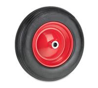 Relaxdays Rueda Carretilla 3.50-8, Neumático Goma con Llanta Acero, hasta 100 kg, Repuesto Antipinchazos, Negro/Rojo