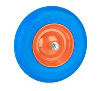 Relaxdays Rueda Carretilla Recambio, 4.80 4.00-8, con Eje, Antipinchazos, hasta 120 kg, Llanta Acero, Azul y Naranja, Caucho