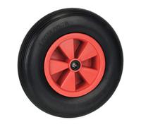 Relaxdays Rueda Carretilla 4.80/4.00-8, Goma con Llanta Plástico, Neumático Repuesto Antipinchazos, 100 kg, Negro/Rojo