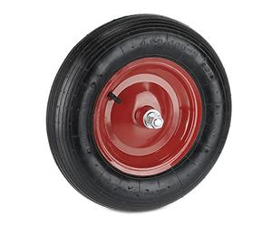 Relaxdays Rueda Carretilla 4.80 4.00-8, Neumática, Llanta Acero, Eje, Rueda Recambio Carrito, 4 PR, 120 kg, Negro y Rojo