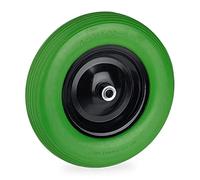 Relaxdays Rueda Carretilla 4.80 4.00-8, Rueda Goma Maciza, Rueda Repuesto Carro, Antipinchazos, 120 kg, Verde y Negro