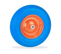 Relaxdays Schubkarrenrad Carretilla 4.80 4.00-8, Rueda Goma Maciza, Llanta Acero, Repuesto, Antipinchazos, 120 kg, Azul y Naranja, 39 x 39 x 8 cm