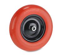 Relaxdays Rueda Carretilla PU 4.80 4.00-8, Neumático Goma Maciza con Llanta Acero, Antipinchazos, Repuesto, Rojo y Negro