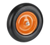 Relaxdays Rueda Carretilla Recambio, 4.80 4.00-8, con Eje, Antipinchazos, Hasta 120 kg, Llanta Acero, Negro y Naranja