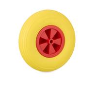 Relaxdays Rueda de Carretilla 3.50-6, Llanta de plástico, Maciza, de Recambio, Antipinchazos, hasta 100kg, Amarillo/Rojo