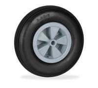 Relaxdays Rueda de Carretilla 3.50-6 de Goma Maciza, Llanta Plástica, Recambio para Carrito, Antipinchazos, Negro y Gris