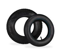 Relaxdays Rueda de Carretilla con Cámara de Aire, Neumáticos 3.50-8 para Carro de Mano, con Perfil, hasta 154kg, Negro, Caucho