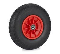 Relaxdays Rueda de Carretilla 4.00-6 Goma, Neumático de Repuesto Antipinchazos, hasta 100 kg, Negro/Rojo, Caucho, 330 x 90 mm