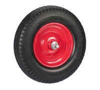 Relaxdays Rueda de Carretilla 4.00-8 Goma con Eje, Neumático de Repuesto Antipinchazos, hasta 100 kg, Negro/Rojo, Acero, 390 x 90 mm