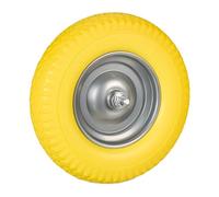 Relaxdays Rueda de Carretilla 4.00-8 Goma con Eje, Neumático de Repuesto Antipinchazos, hasta 100 kg, Amarillo/Gris, Acero, 390 x 90 mm