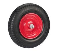 Relaxdays Rueda de Carretilla 4.00-8 Goma con Eje, Neumático de Repuesto Antipinchazos, hasta 100 kg, Negro/Rojo, Acero, 390 x 90 mm